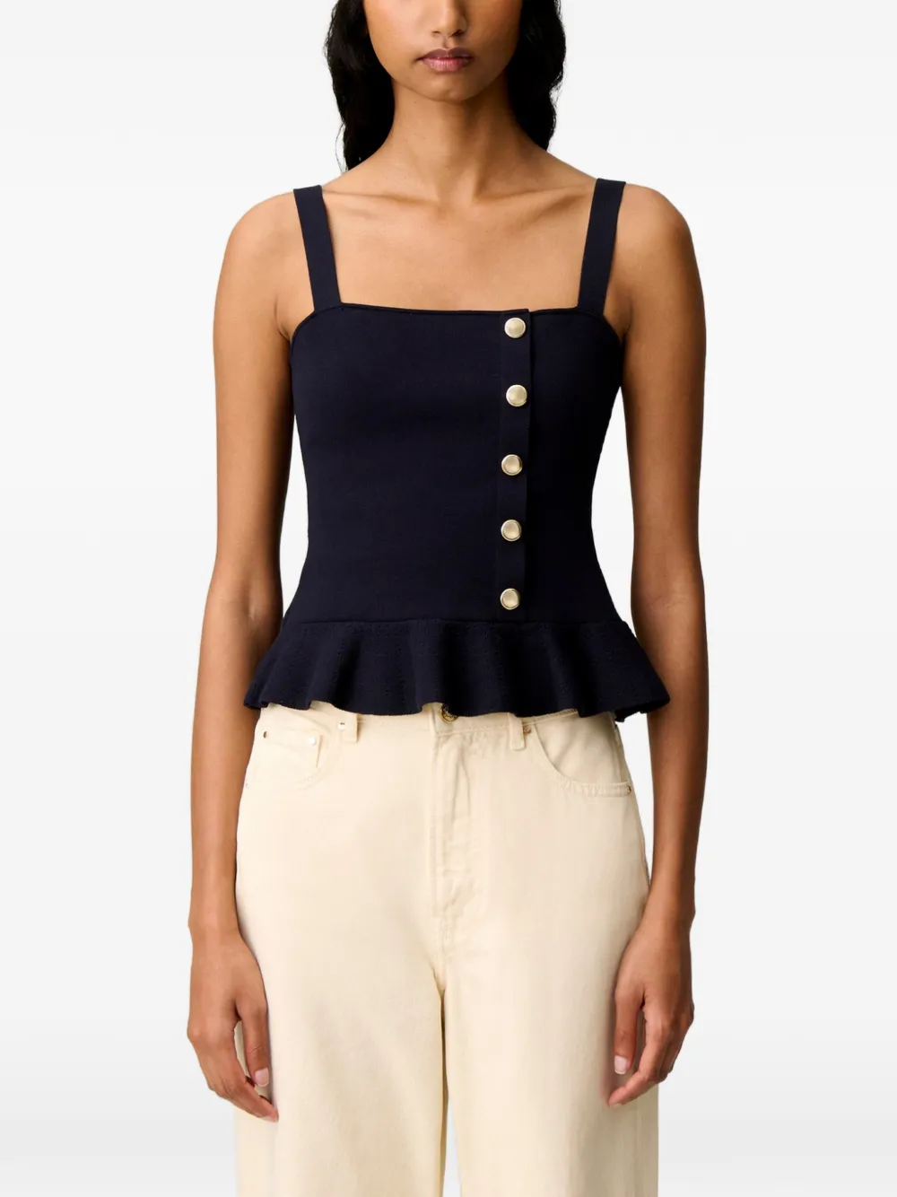 Claudie Pierlot Gebreide top met ruches Blauw