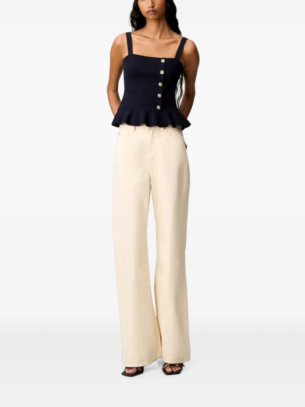Claudie Pierlot Gebreide top met ruches Blauw