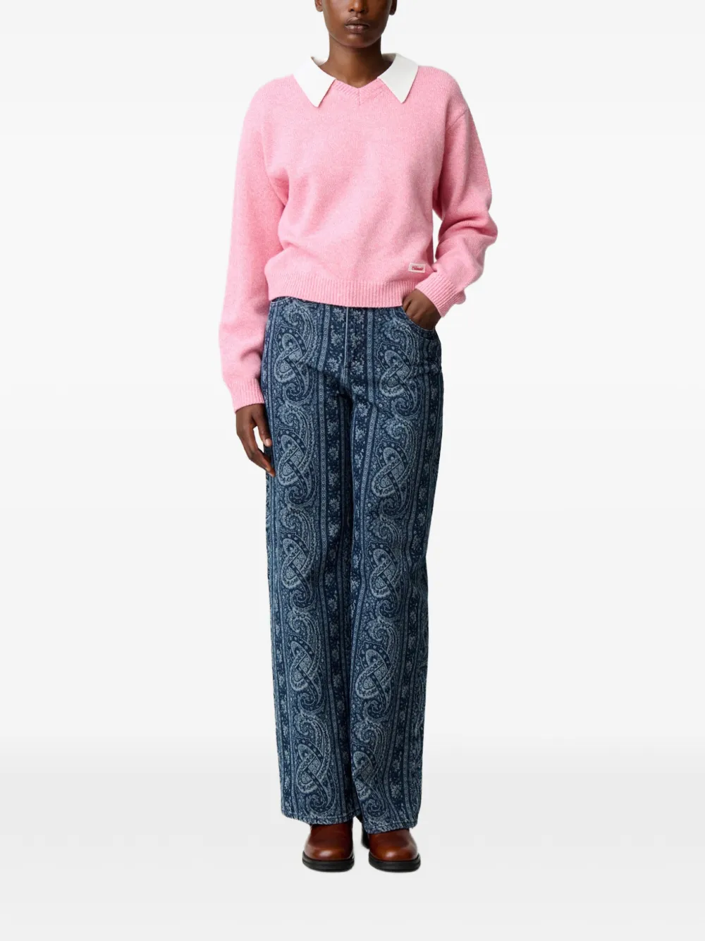 Claudie Pierlot Gebreide trui met afneembare kraag Roze