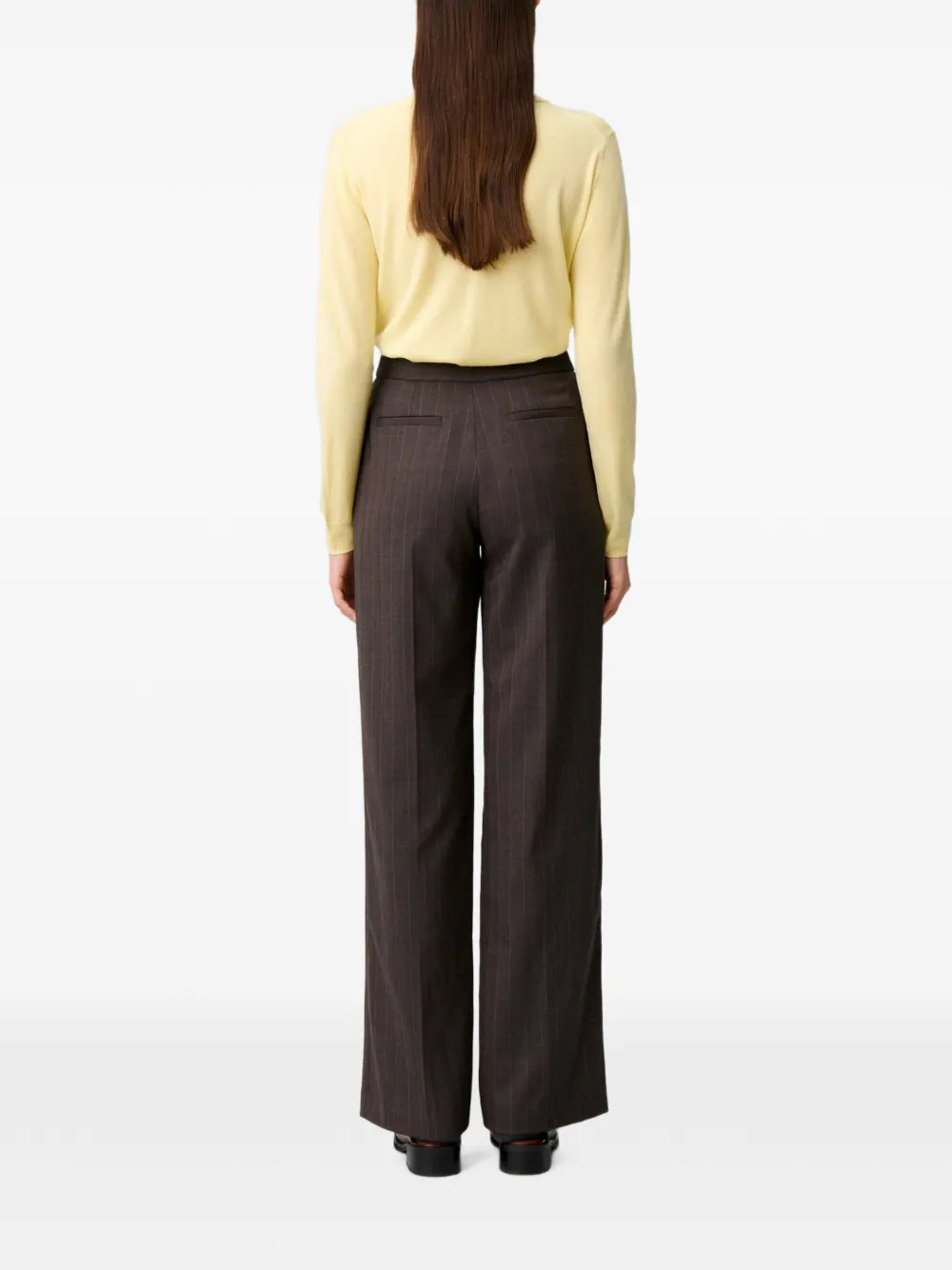 Claudie Pierlot Rechte gestreepte wollen broek Bruin