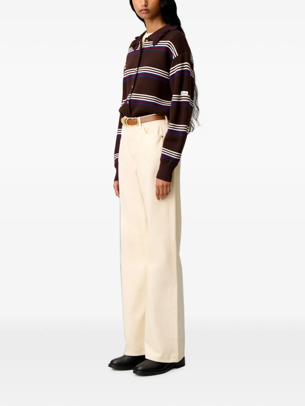 Claudie Pierlot Gestreept gebreid vest Bruin