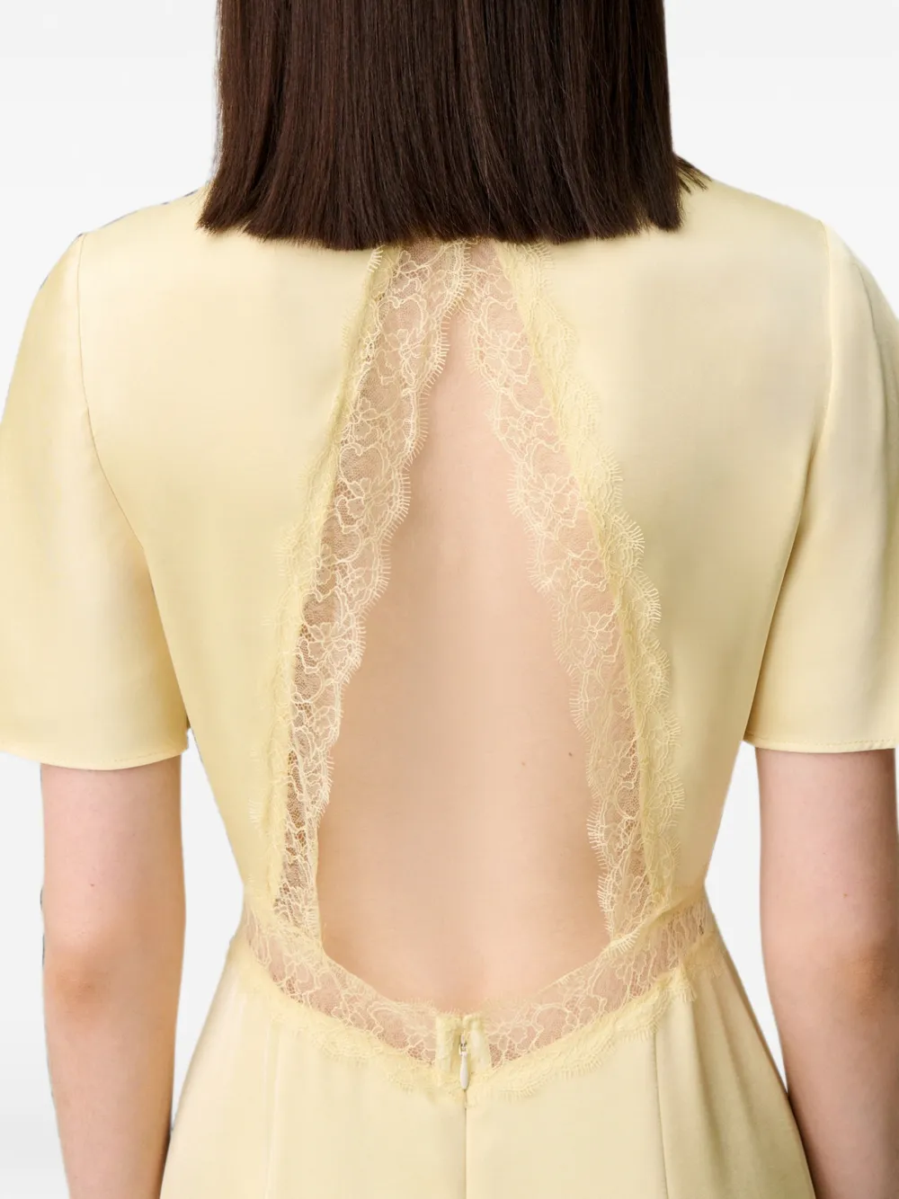 Claudie Pierlot Midi-jurk met open achterkant en kanten afwerking Geel