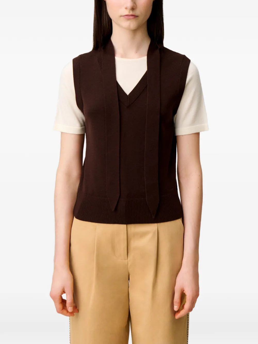 Claudie Pierlot Gelaagde wollen trui Bruin