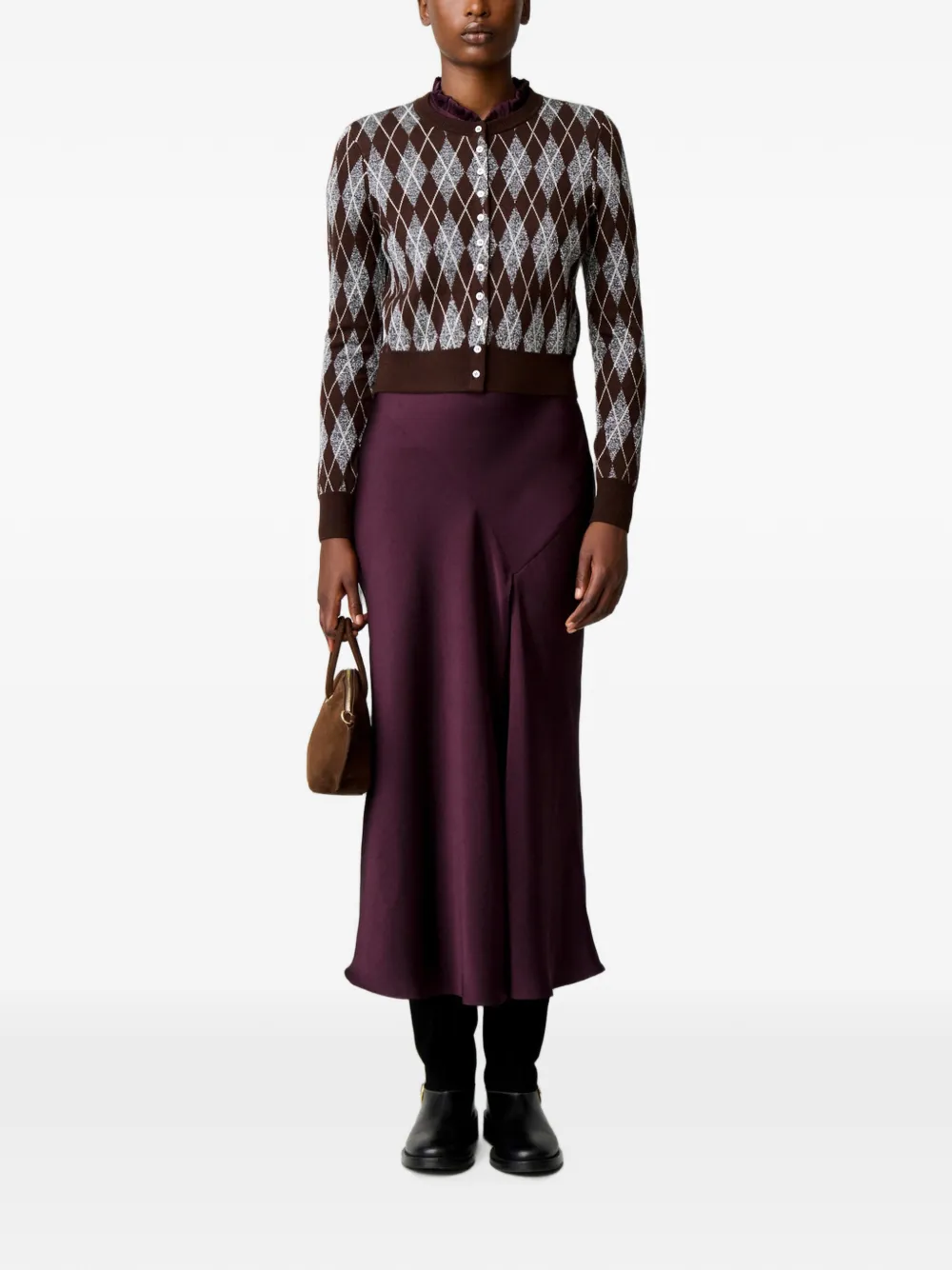 Claudie Pierlot Gebreid vest met argyle-patroon Bruin