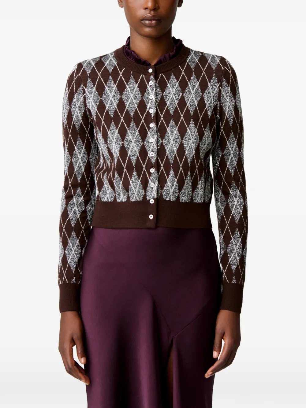 Claudie Pierlot Gebreid vest met argyle-patroon Bruin