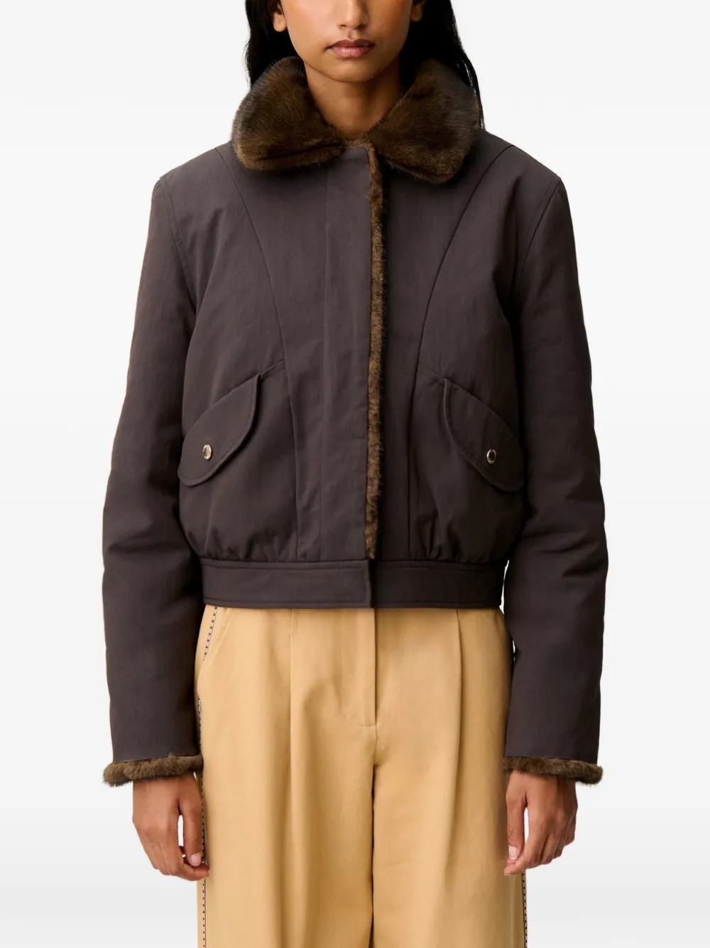 Claudie Pierlot Omkeerbare nylon parka Bruin