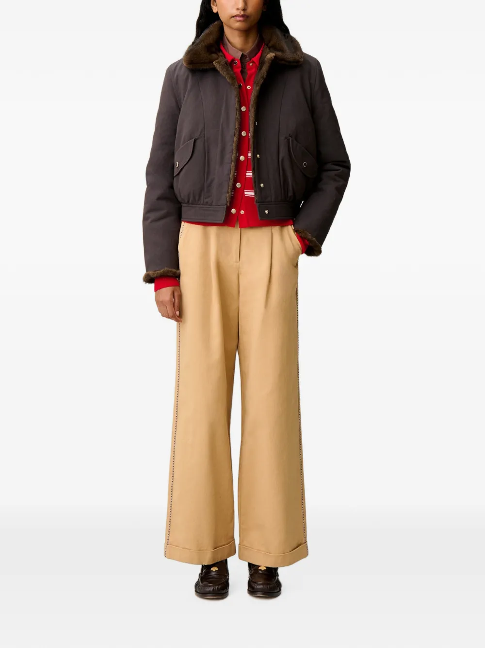 Claudie Pierlot Omkeerbare nylon parka Bruin