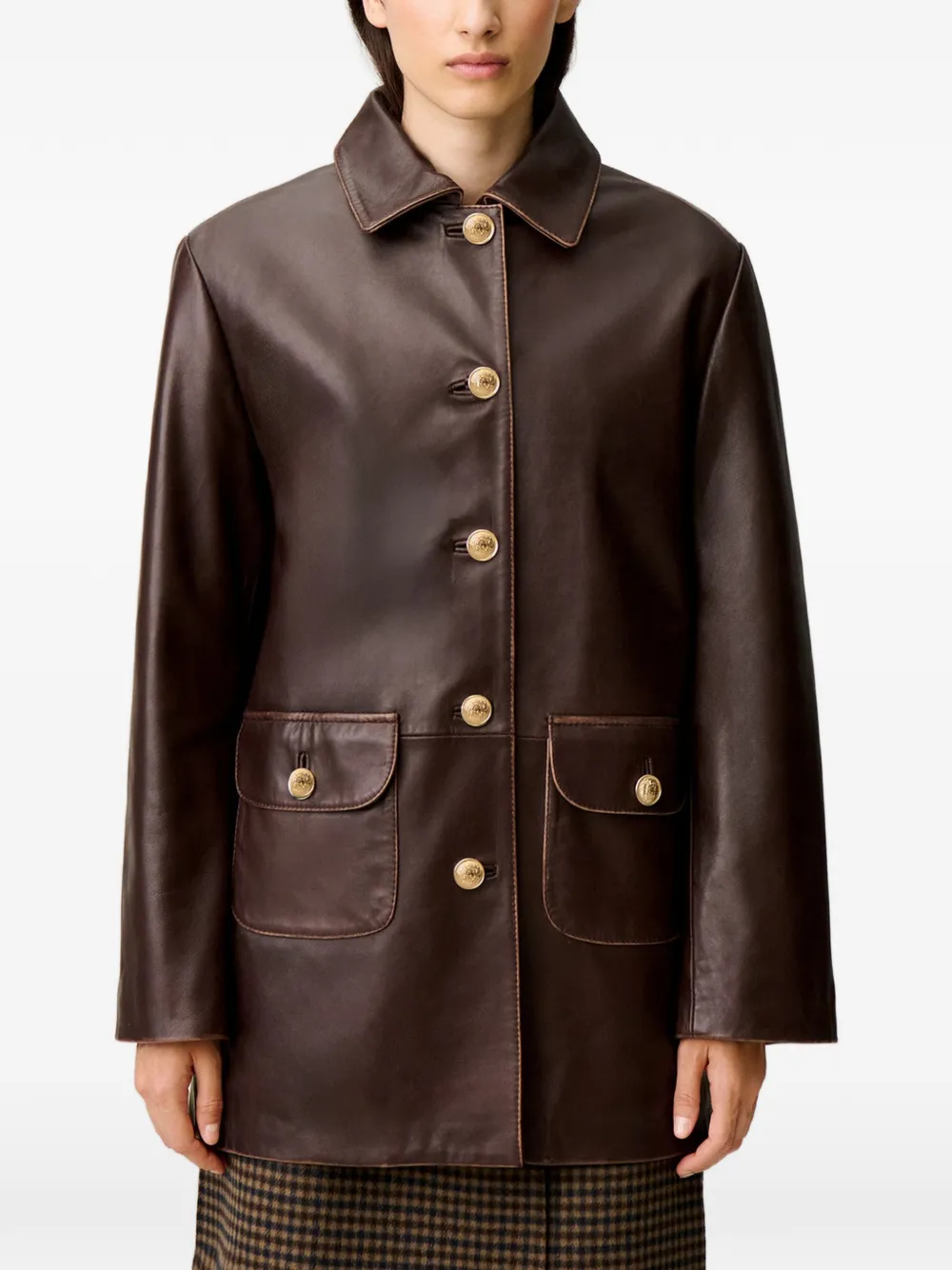 Claudie Pierlot Leren jack Bruin
