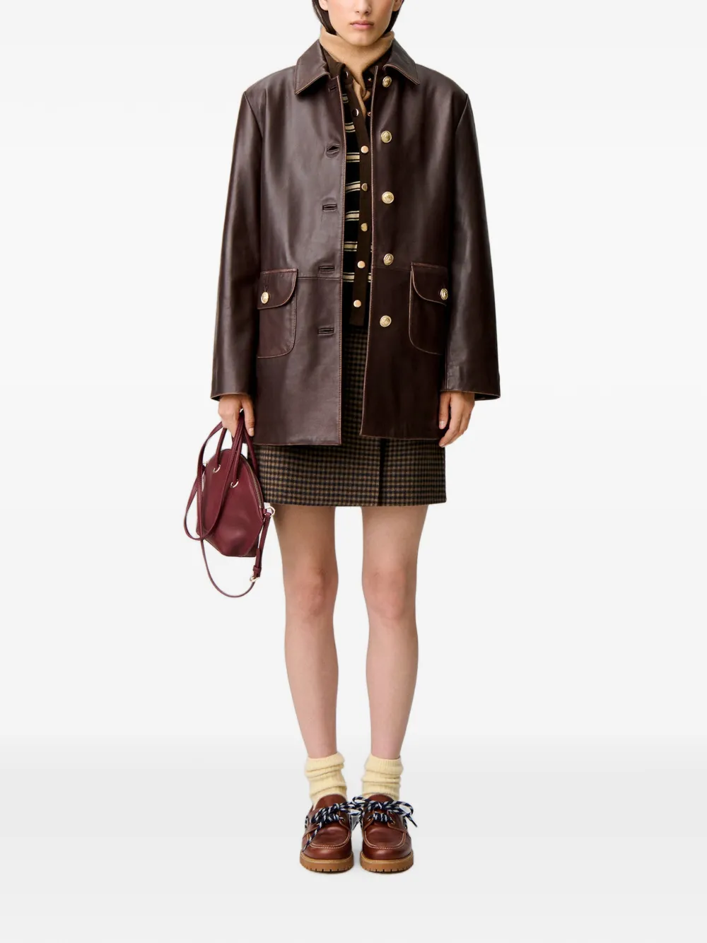 Claudie Pierlot Leren jack Bruin