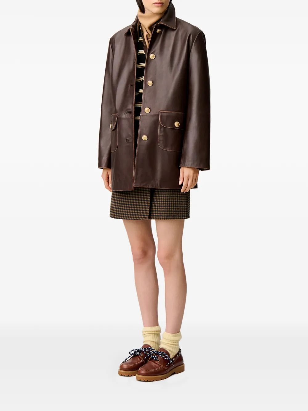 Claudie Pierlot Leren jack Bruin