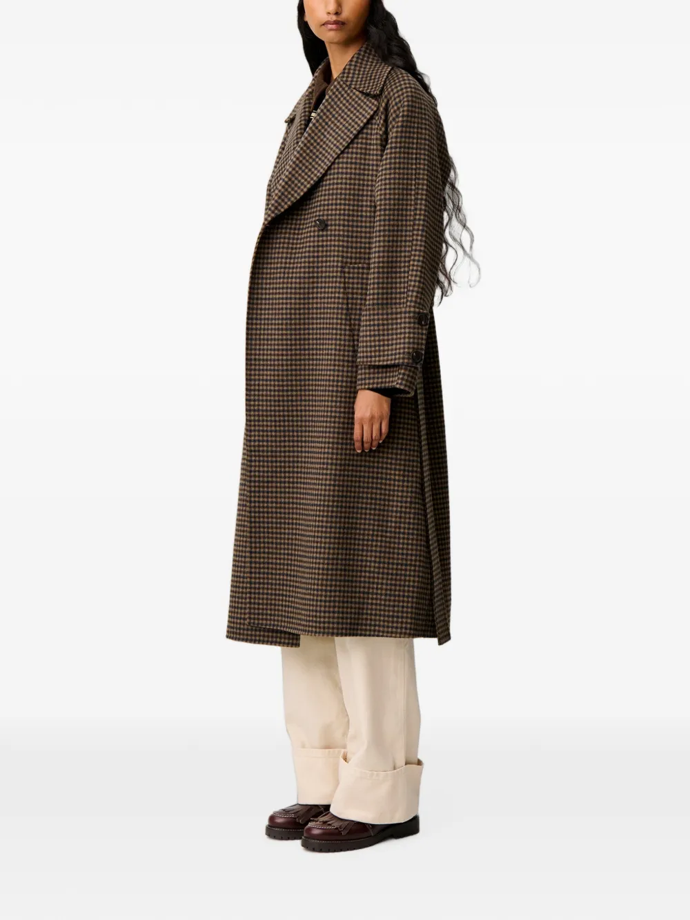 Claudie Pierlot Geruite jas met ceintuur Bruin
