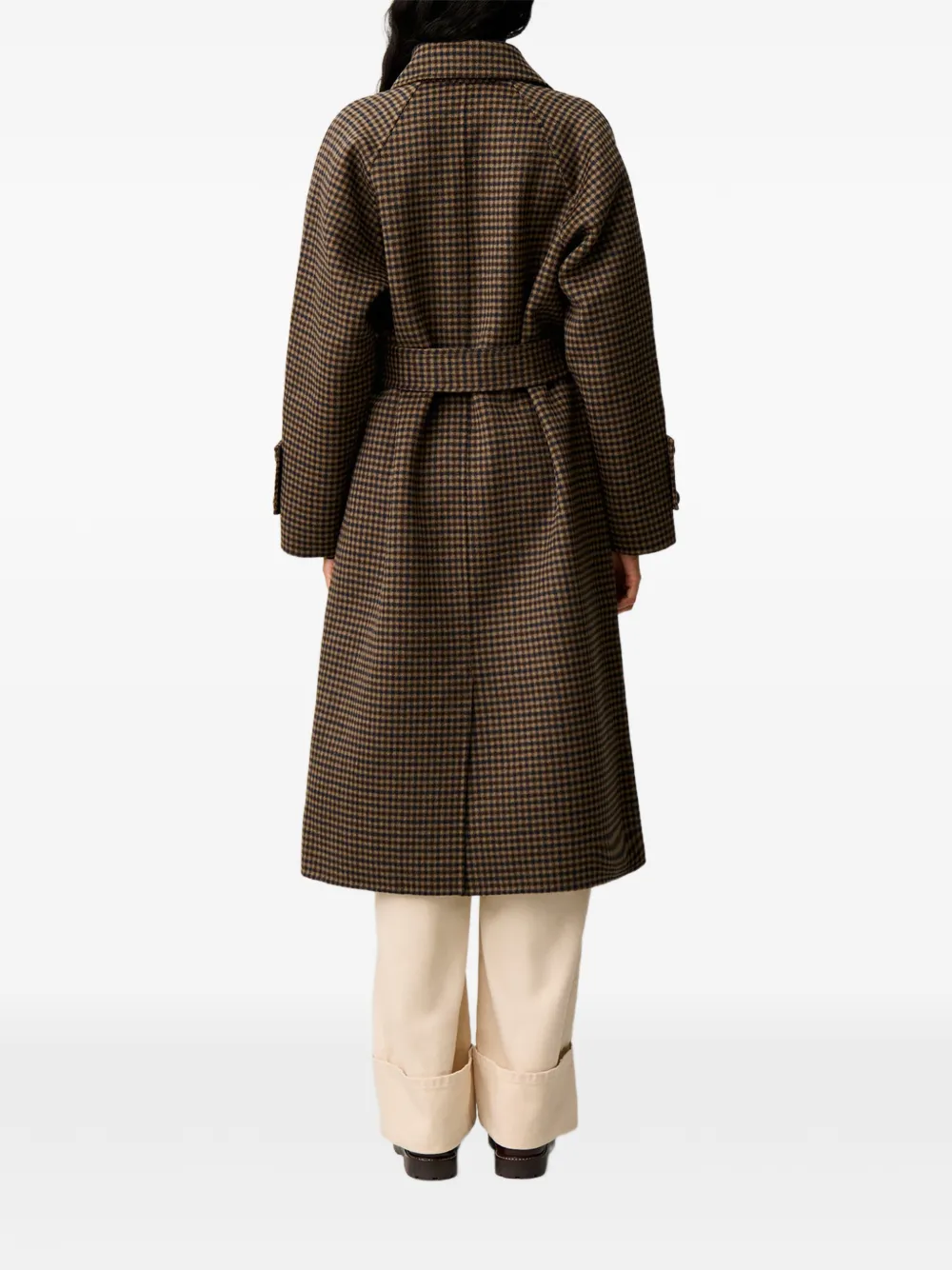 Claudie Pierlot Geruite jas met ceintuur Bruin