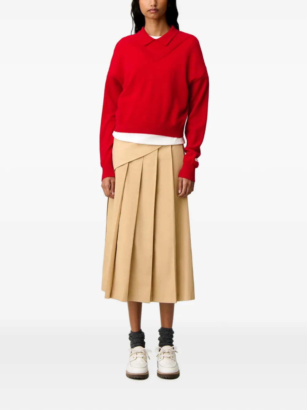 Claudie Pierlot Wollen trui met V-hals Rood