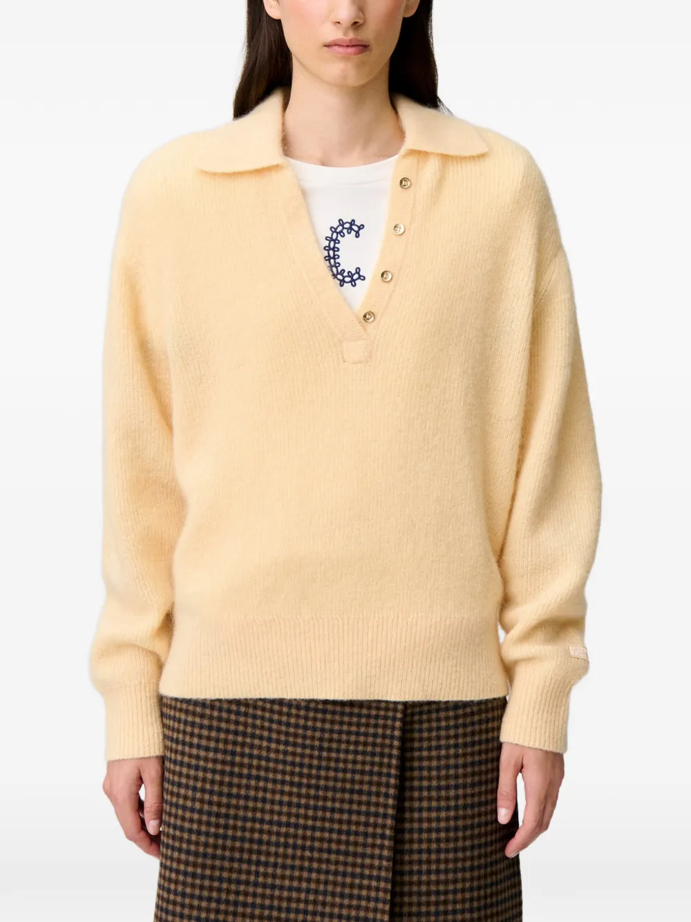 Claudie Pierlot relaxed fluffy knit jumper Geel