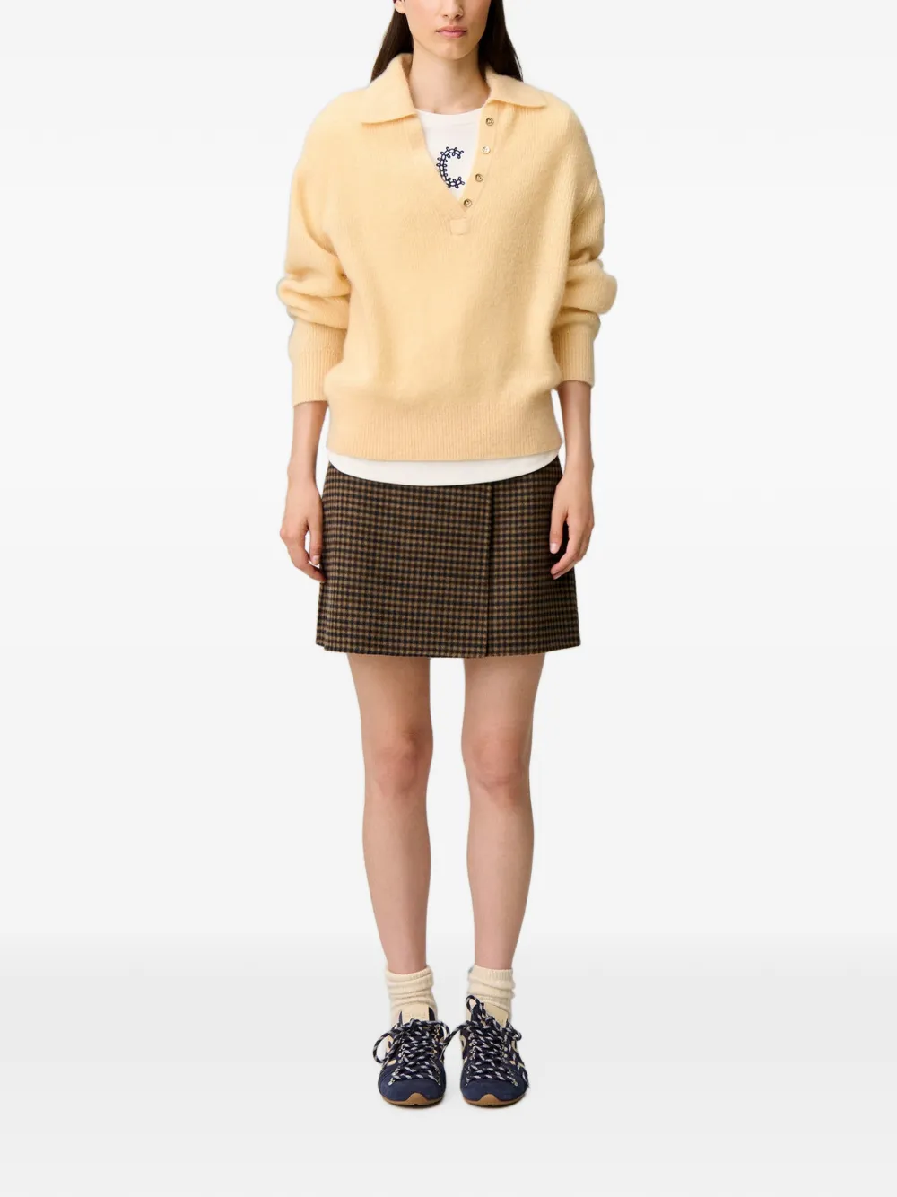 Claudie Pierlot relaxed fluffy knit jumper Geel
