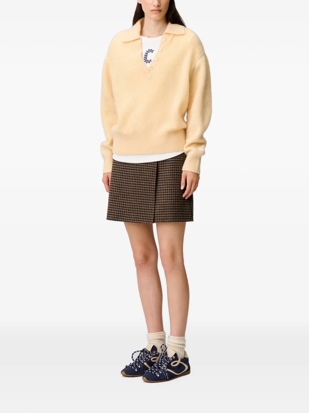 Claudie Pierlot relaxed fluffy knit jumper Geel