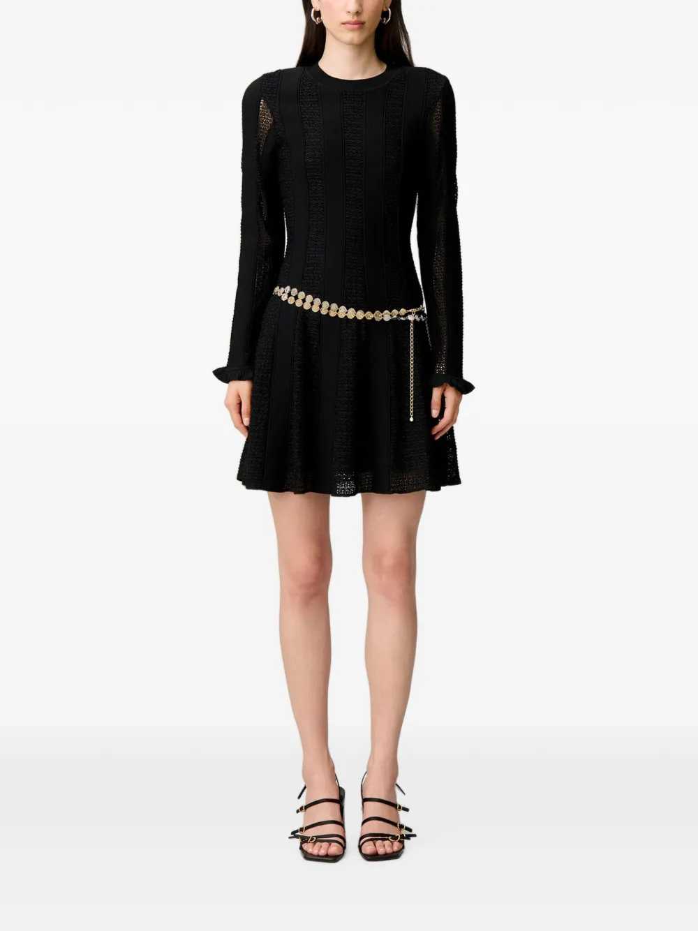 Claudie Pierlot Gebreide lurex skaterjurk Zwart