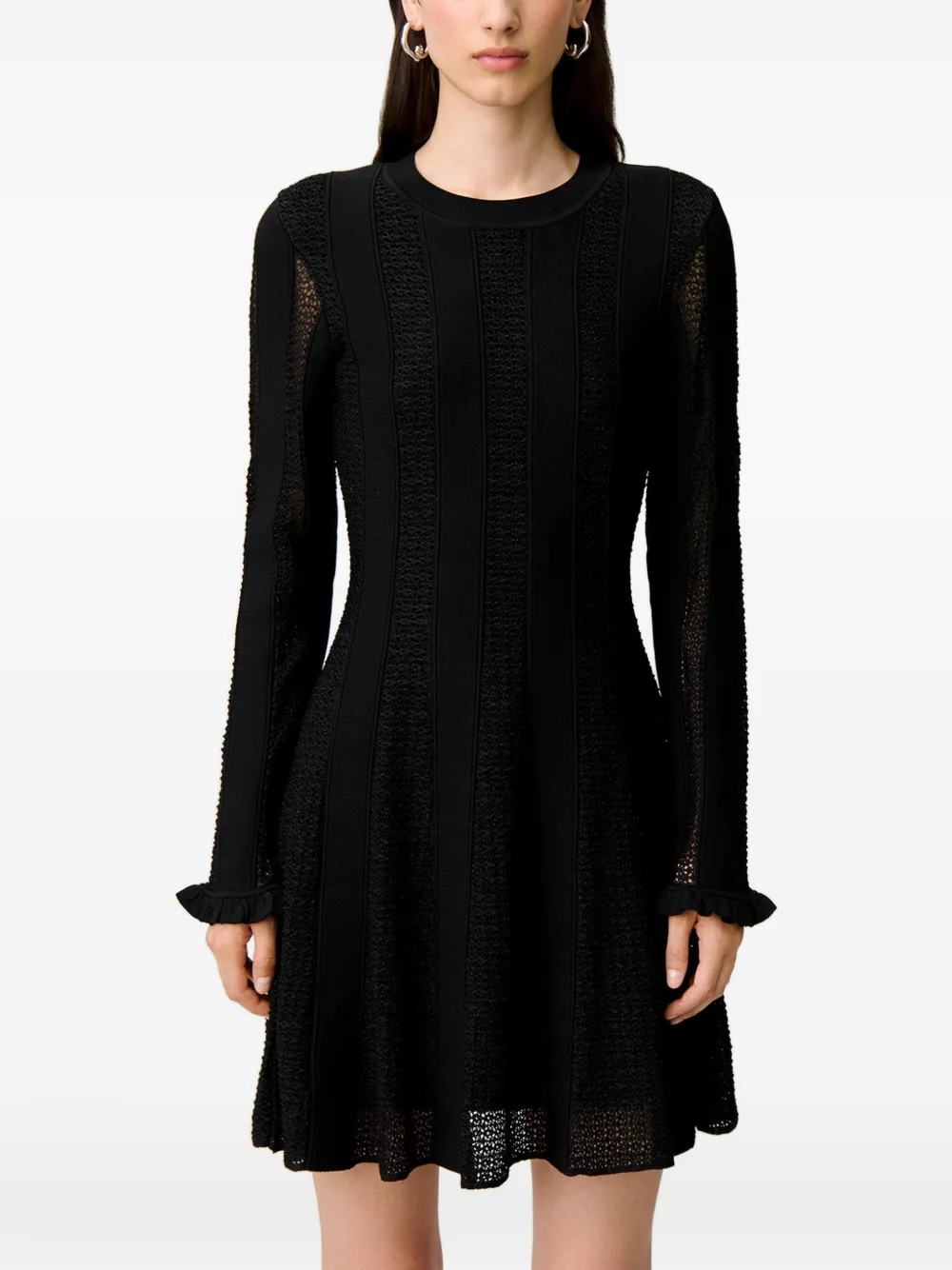 Claudie Pierlot Gebreide lurex skaterjurk Zwart