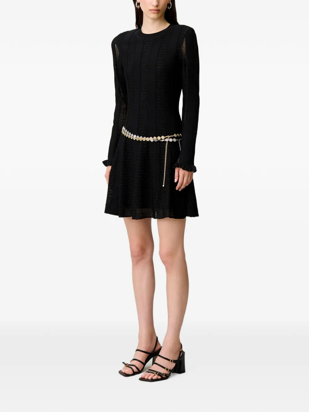 Claudie Pierlot Gebreide lurex skaterjurk Zwart