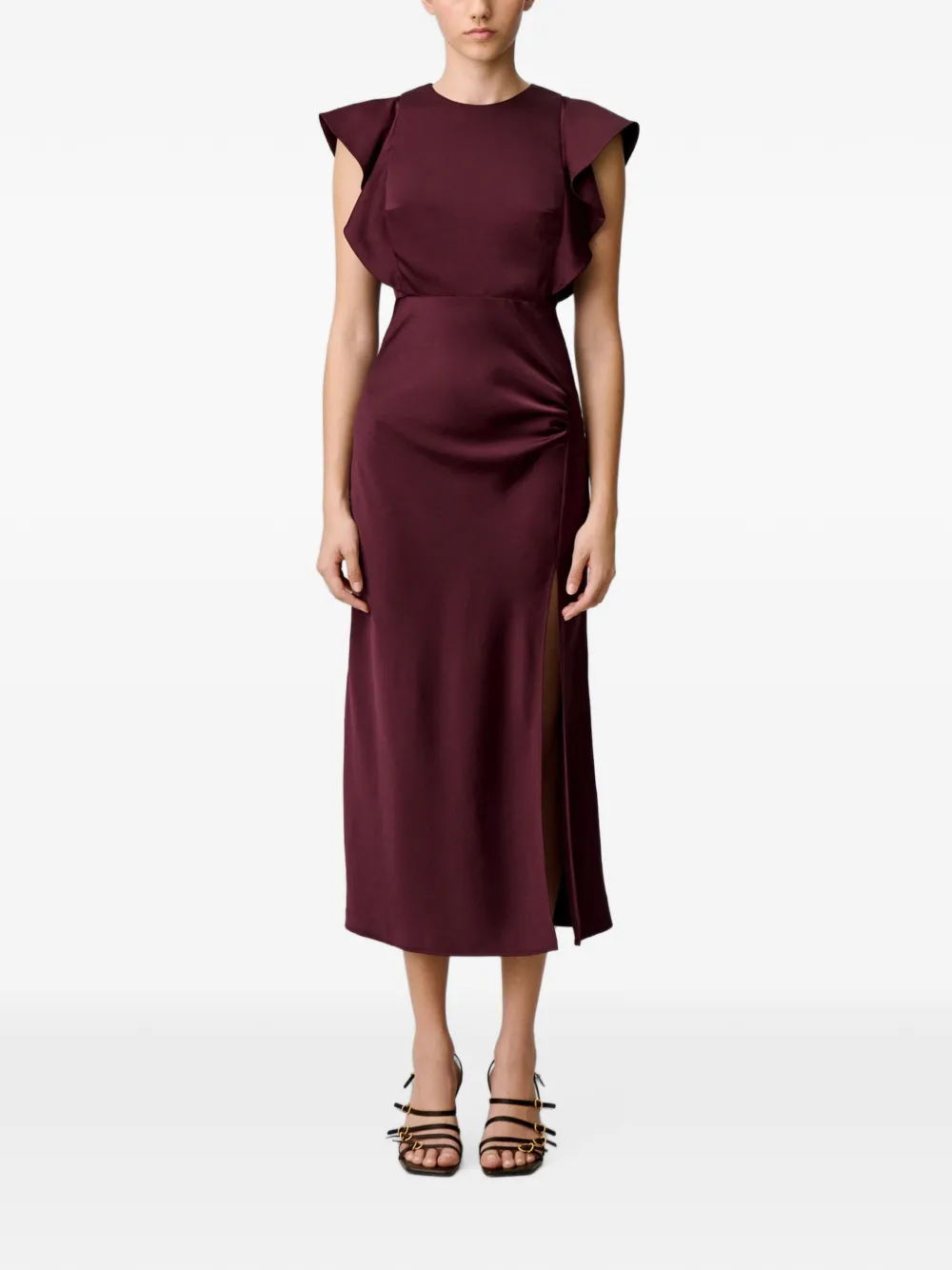 Claudie Pierlot Satijnen maxi-jurk met split Rood