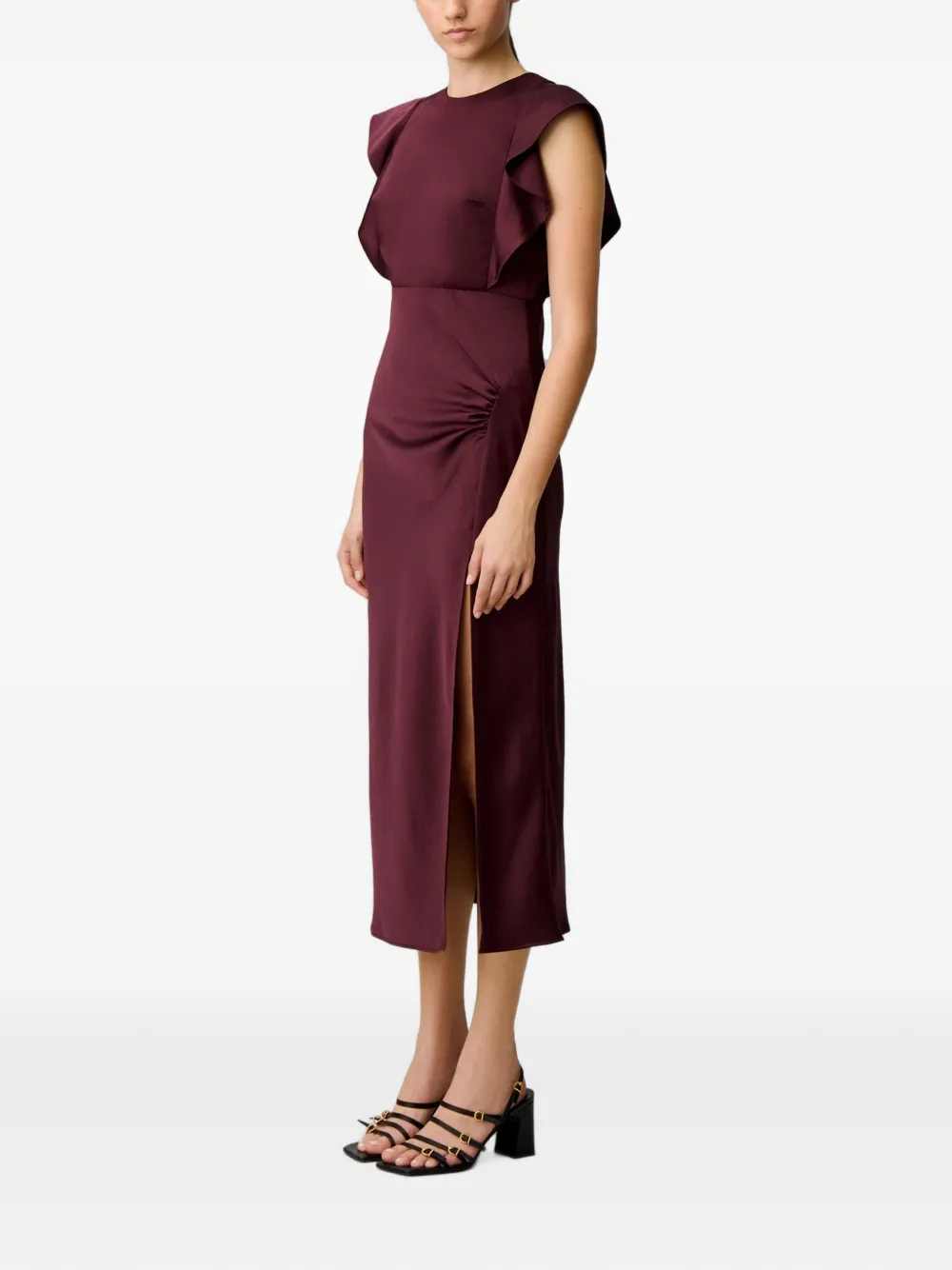 Claudie Pierlot Satijnen maxi-jurk met split Rood