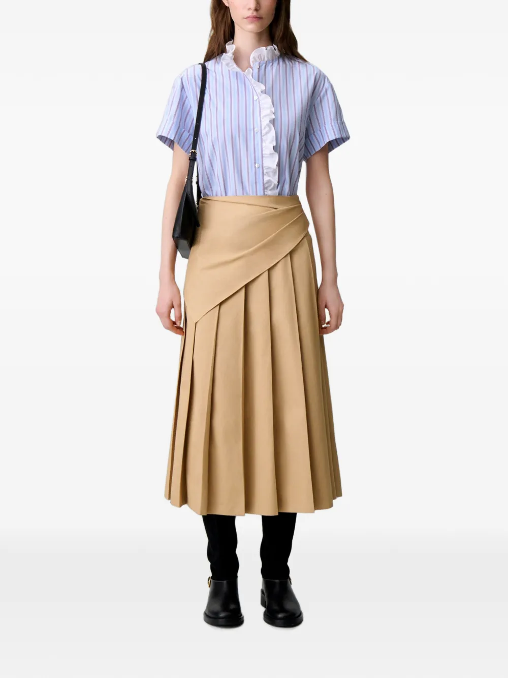 Claudie Pierlot Gestreepte blouse met ruches Blauw