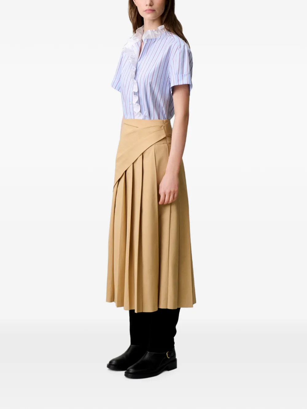 Claudie Pierlot Gestreepte blouse met ruches Blauw