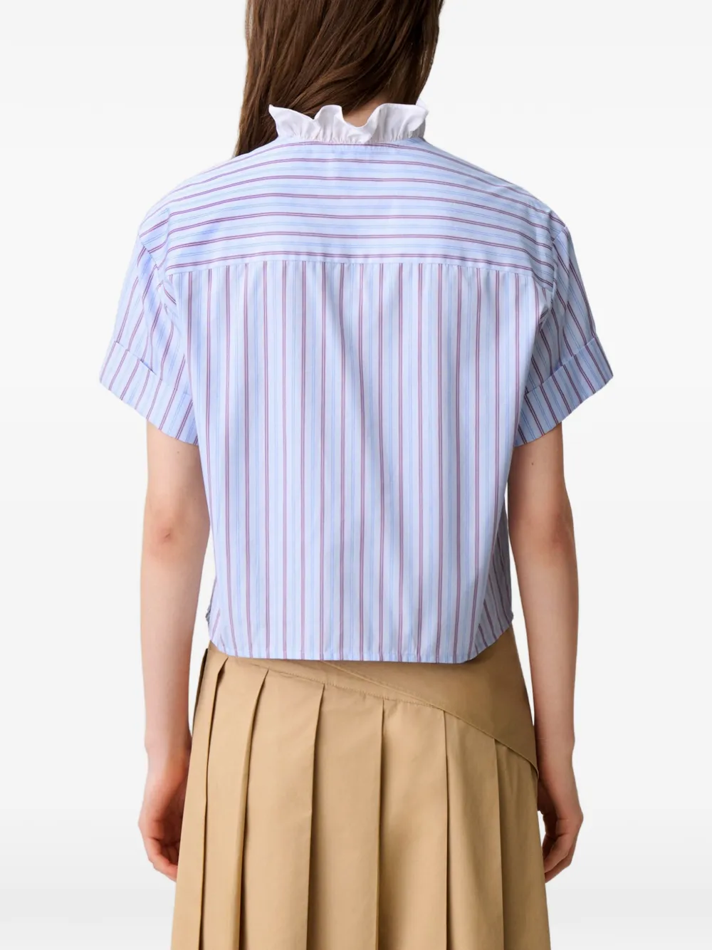 Claudie Pierlot Gestreepte blouse met ruches Blauw