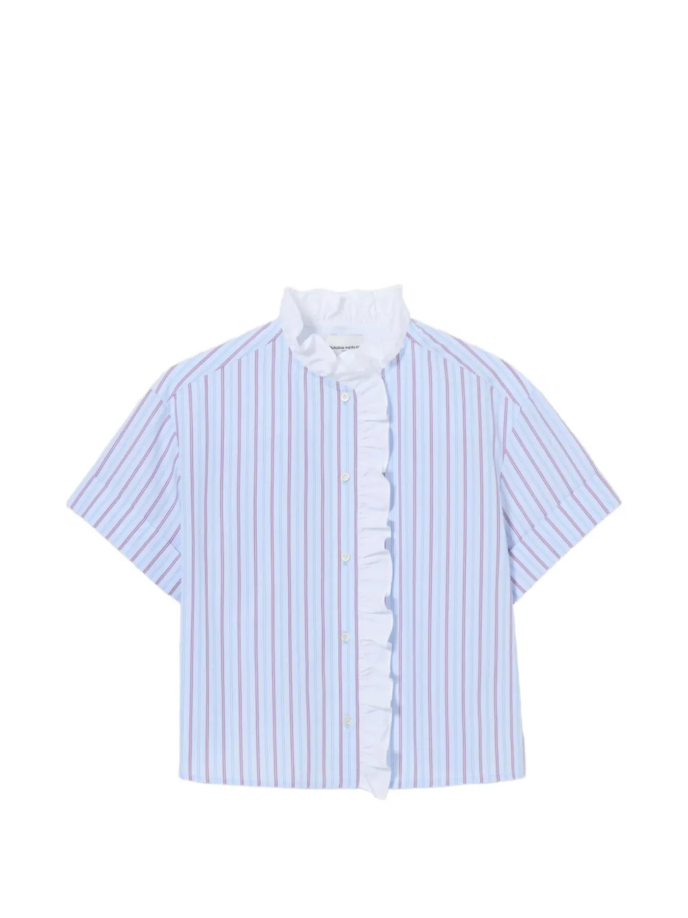 Claudie Pierlot ruffle-trimmed striped shirt - Blu