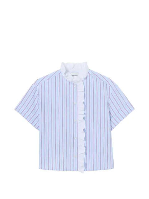 Claudie Pierlot camisa a rayas con ribete de volantes