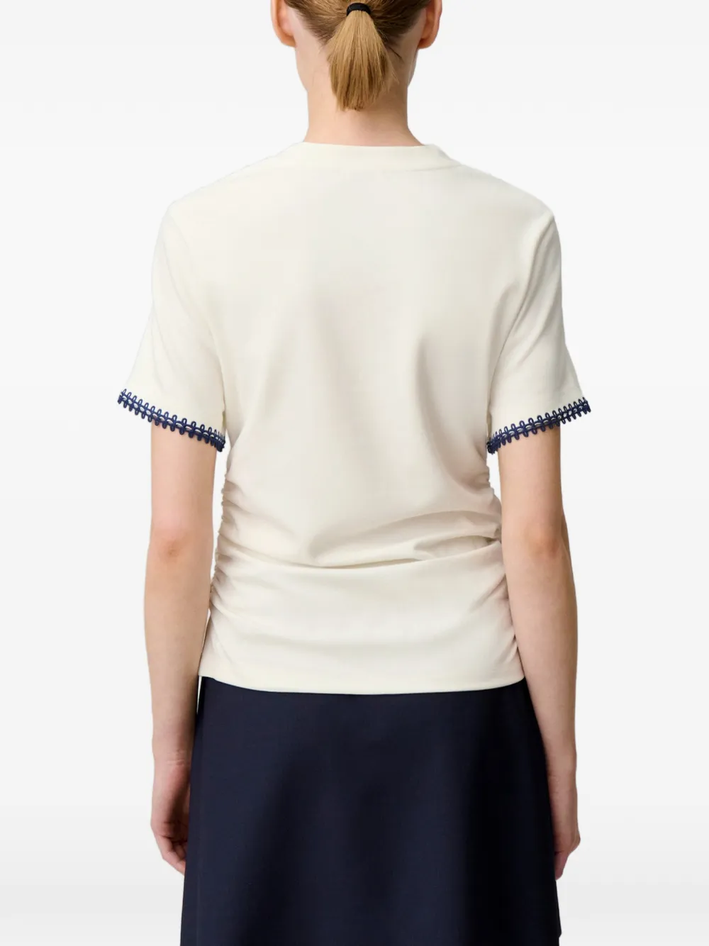 Claudie Pierlot T-shirt met gedrapeerde mouwen Beige