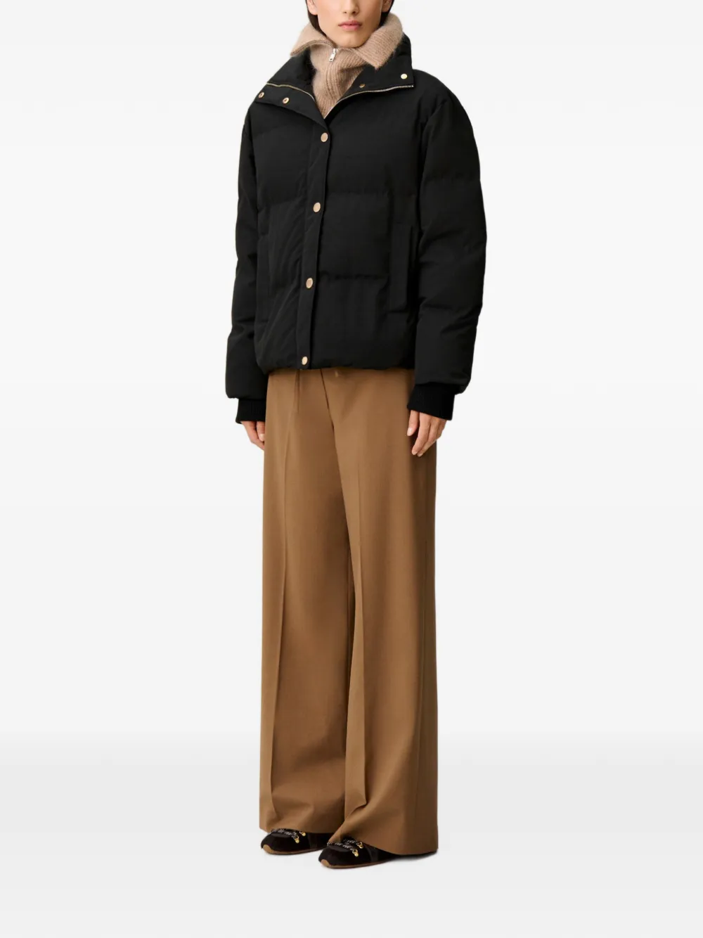 Claudie Pierlot Oversized donsjack met hoge hals Zwart
