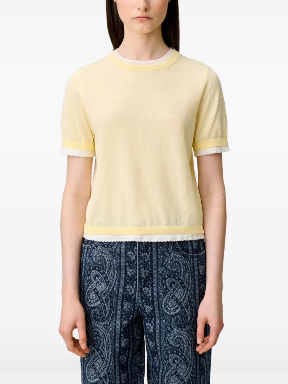 Claudie Pierlot スカラップトリム Tシャツ | イエロー | FARFETCH JP