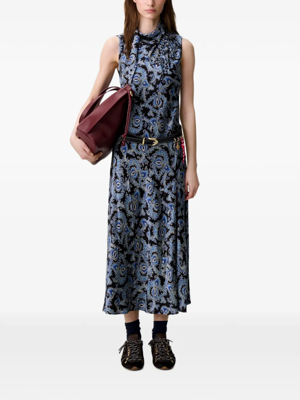 Claudie Pierlot Satijnen jurk met print Zwart