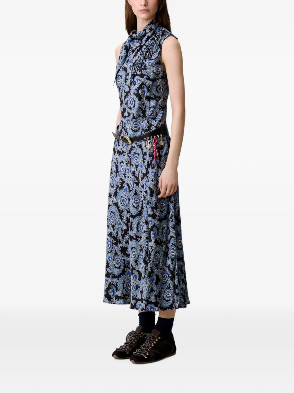Claudie Pierlot Satijnen jurk met print Zwart
