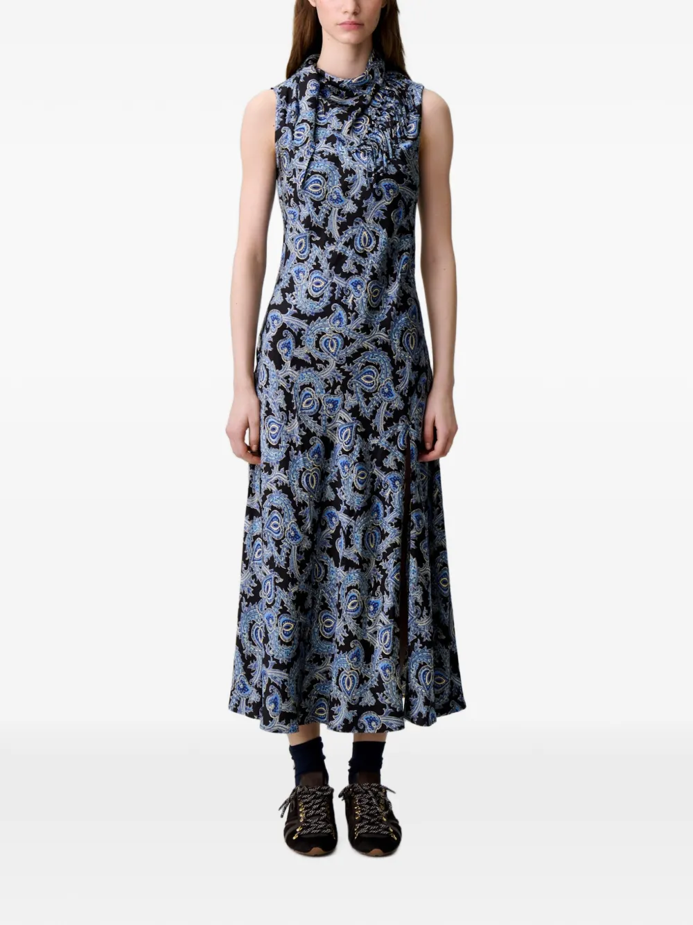 Claudie Pierlot Satijnen jurk met print Zwart