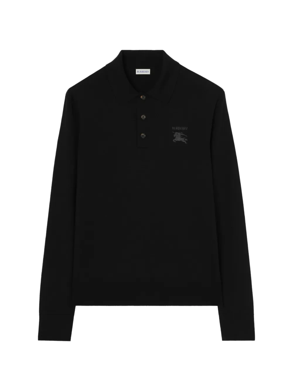 Burberry long-sleeve Knight wool polo shirt - Black