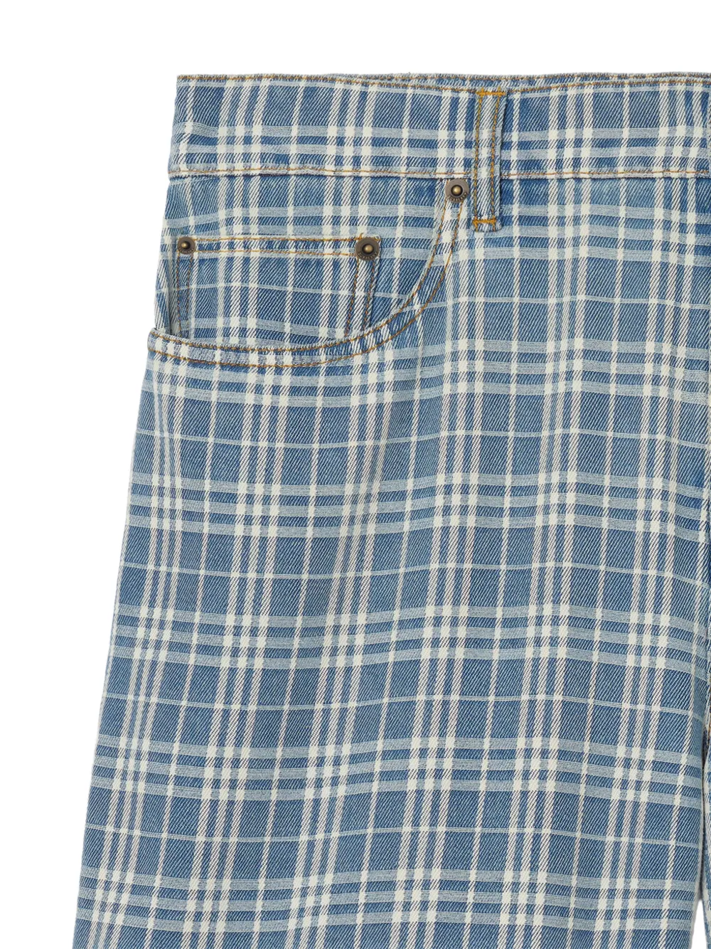 Burberry Check denim shorts Blauw