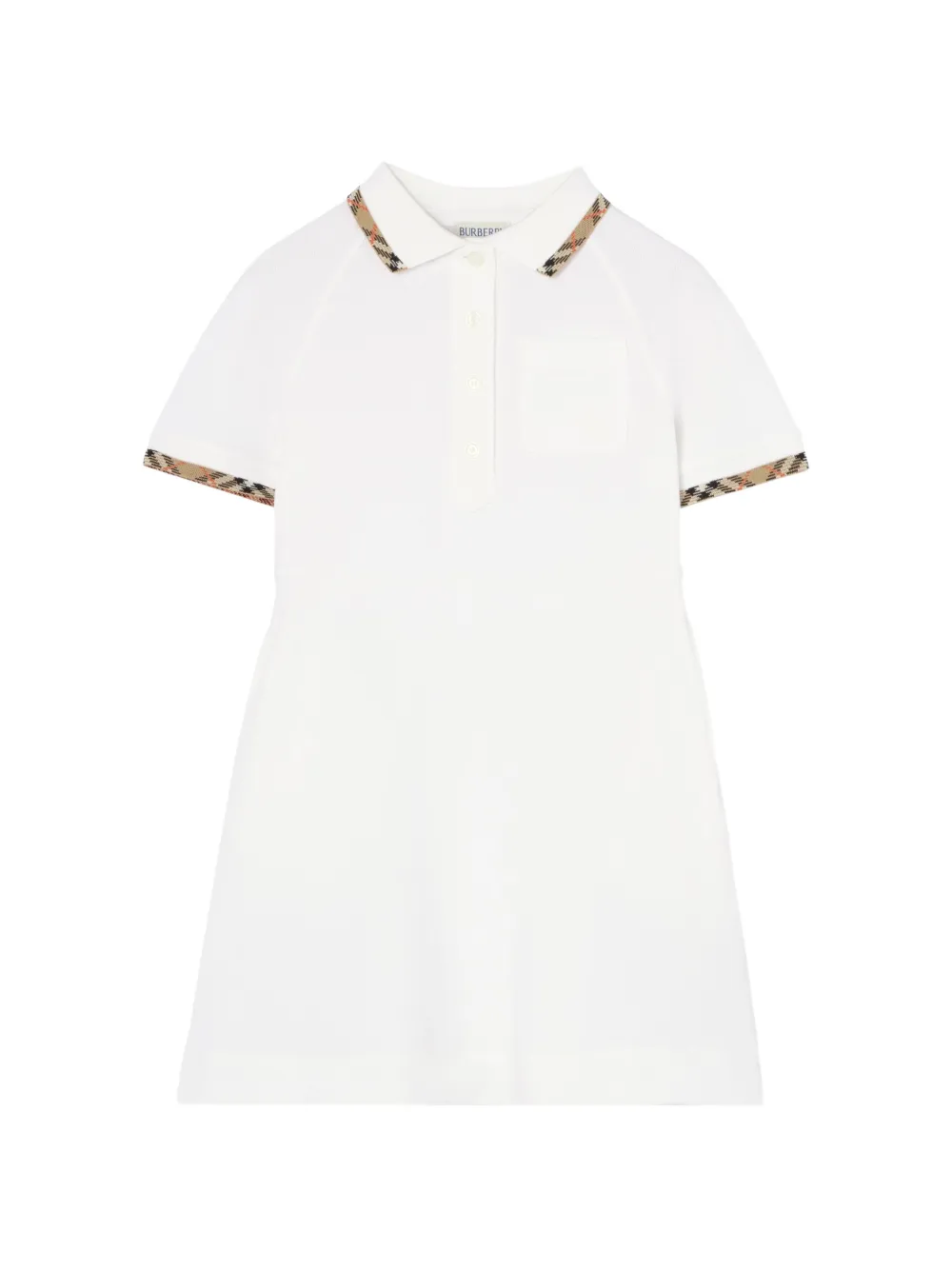 Burberry Kids Check-trim cotton polo shirt dress - White