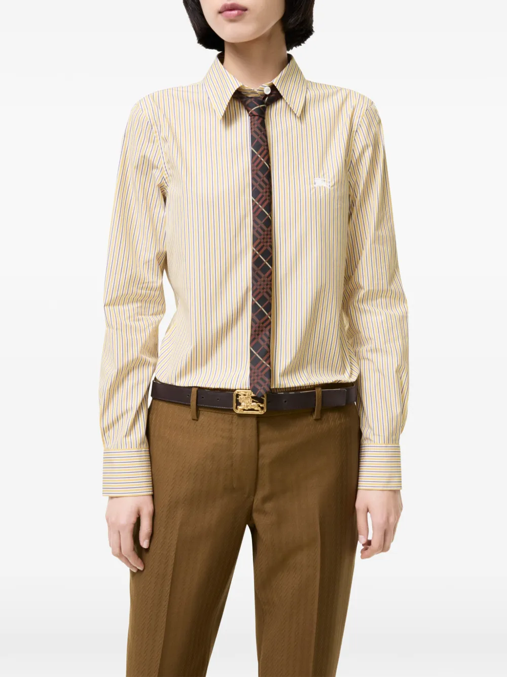 Burberry Slim-fit katoenen overhemd Geel