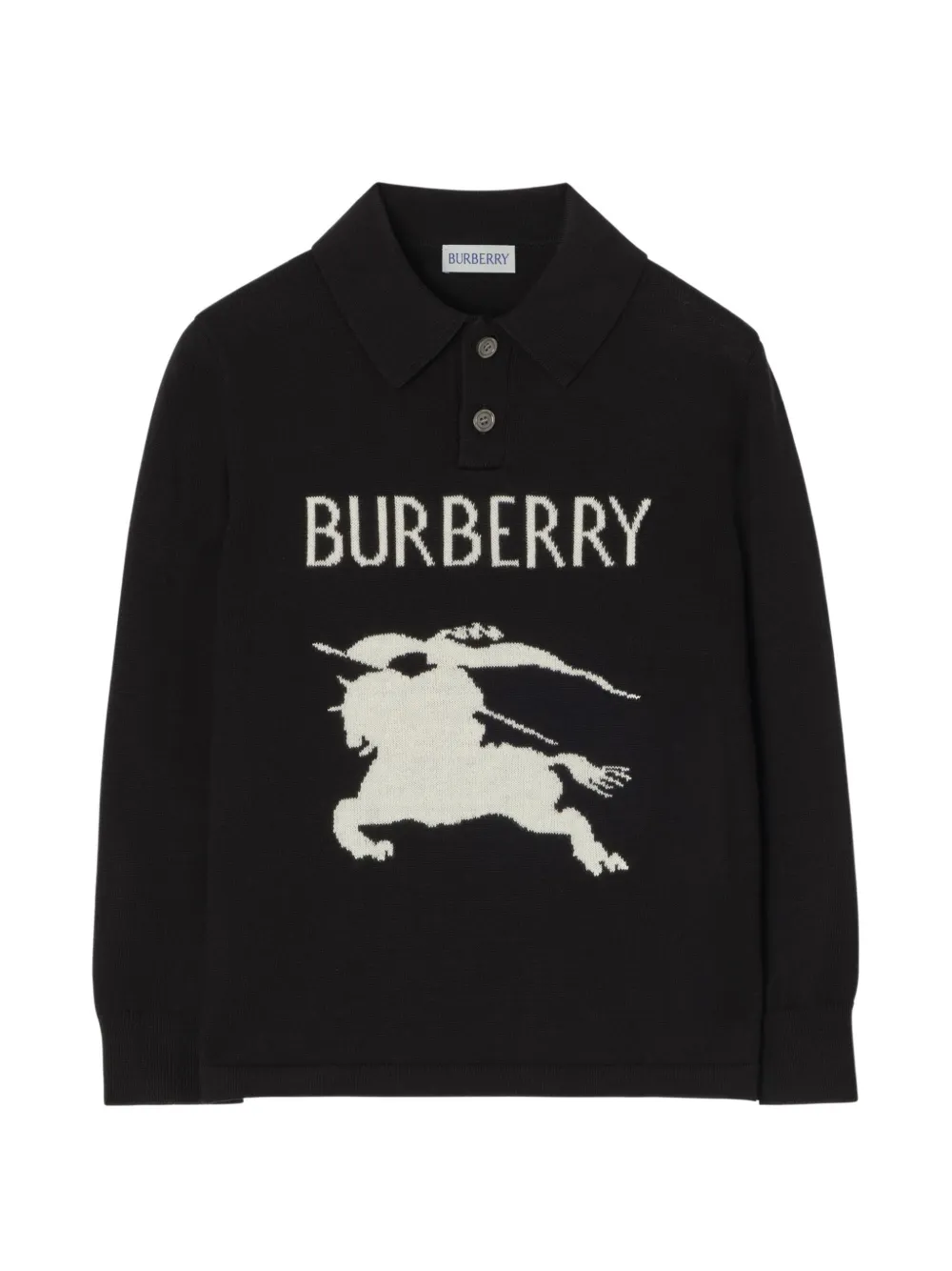 Burberry Kids long-sleeve Knight cotton polo shirt - Black