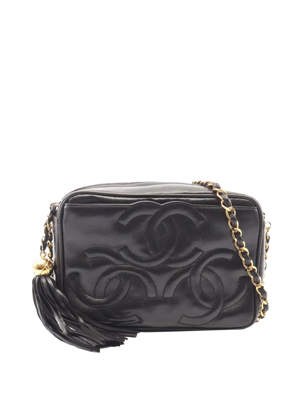 CHANEL Pre-Owned 1994-1996 Triple CC Lambskin Tassel Camera Bag crossbody bag - Schwarz