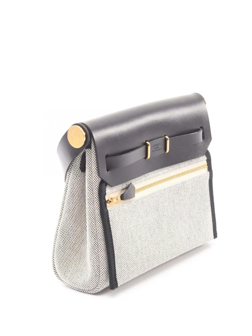 Hermès Pre-Owned 2021-2026 Military Toile and Vache Hunter Herbag Zip 20 crossbody bag - Grigio