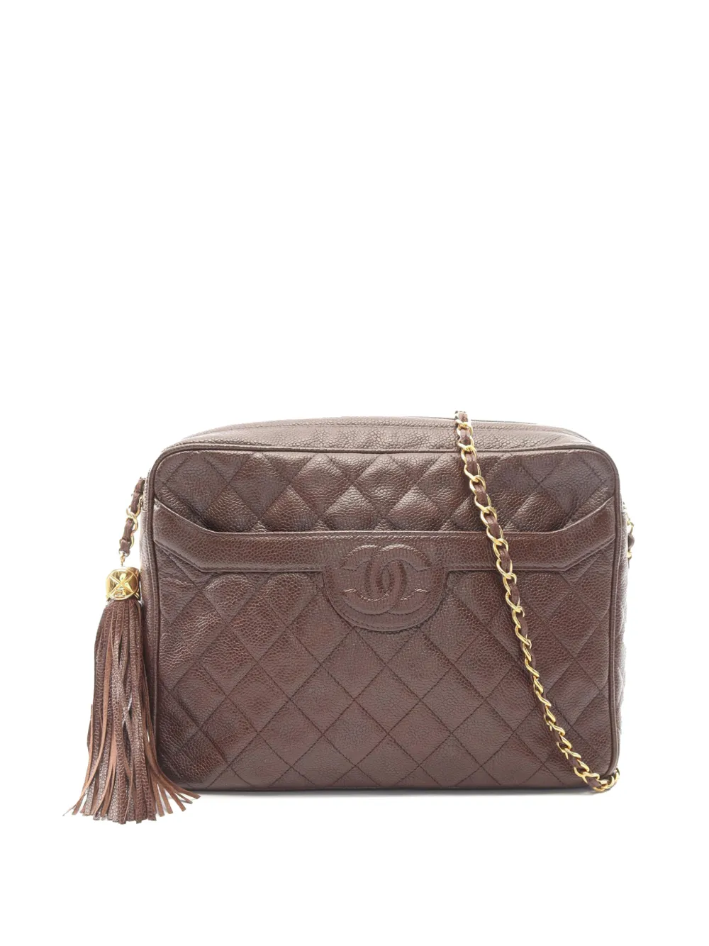 CHANEL Pre-Owned 1991-1994 CC Quilted Caviar Tassel Camera Bag crossbody bag - Black