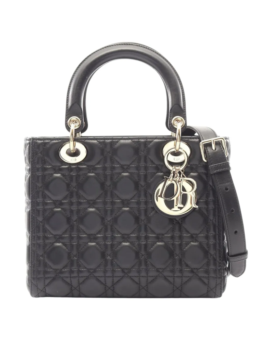 Christian Dior Pre-Owned 2010-2026 Medium Lambskin Cannage Lady Dior satchel - Schwarz