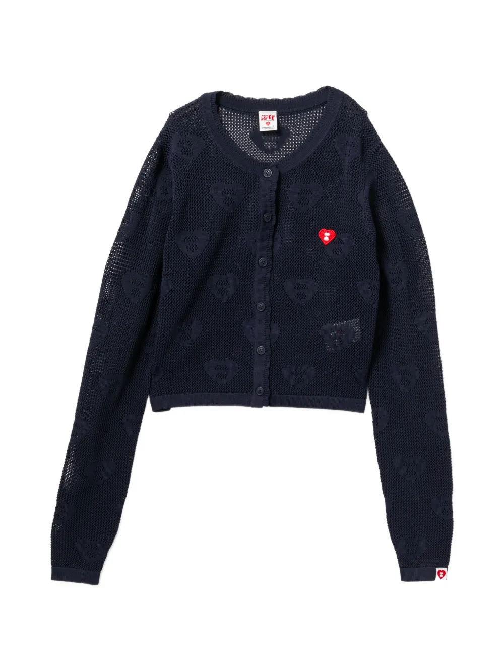 APEE™ by *A BATHING APE® heart-pattern pointelle cardigan - Blue