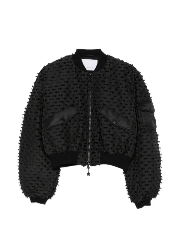 Cecilie Bahnsen Fil-coupé Flared-hem Jacket in Black