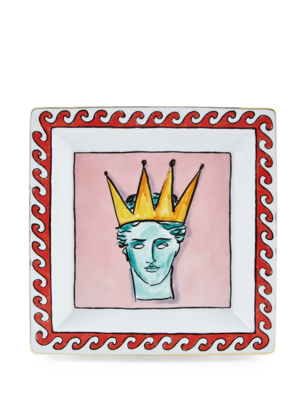 GINORI 1735 x Luke Edward Hall plateau Il Viaggio Di Nettuno (24,5 cm x 24,5 cm) - Blanc GINORI 1735 x Luke Edward Hall plateau Il Viaggio Di Nettuno (24,5 cm x 24,5 cm) - Blanc
