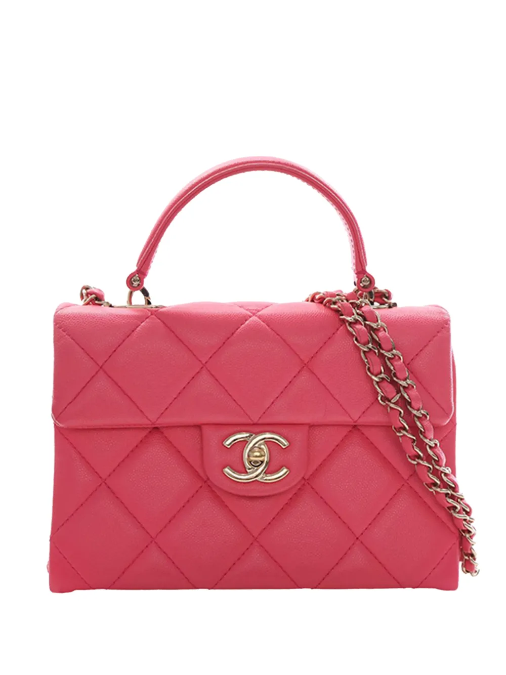 CHANEL Pre-Owned 2021-2026 Mini Quilted Caviar Retro Twist Top Handle Bag satchel - Rosa