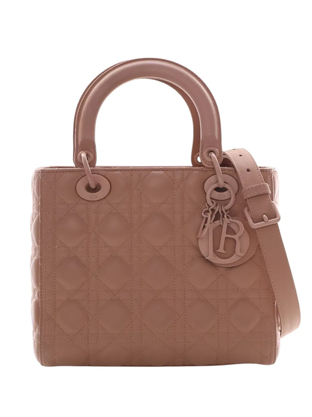 Christian Dior Pre-Owned 2019 Medium Ultra Matte Calfskin Cannage Lady Dior satchel - Braun